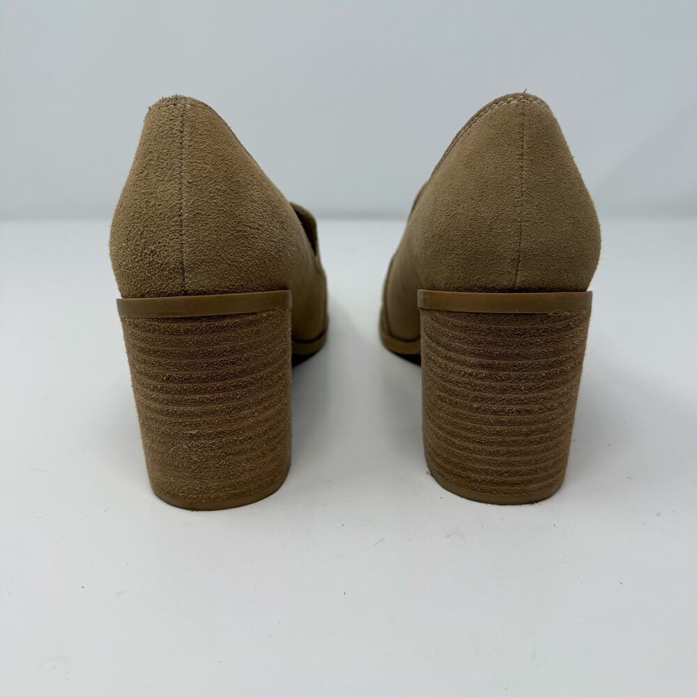 Joie Wevenly Suede Block Heel Loafers Women's 7.5 Tan Neutral High Heel NWOT - Picture 9 of 11